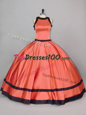 Superior Orange Sleeveless Ruching Floor Length 15th Birthday Dress