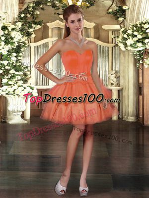 Comfortable Orange Red Ball Gowns Tulle Sweetheart Sleeveless Ruffled Layers Mini Length Lace Up Celebrity Evening Dresses