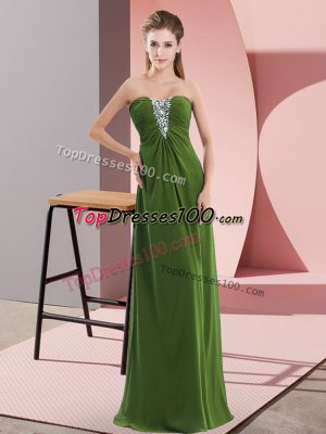 Custom Designed Olive Green Sweetheart Neckline Beading Prom Party Dress Sleeveless Zipper