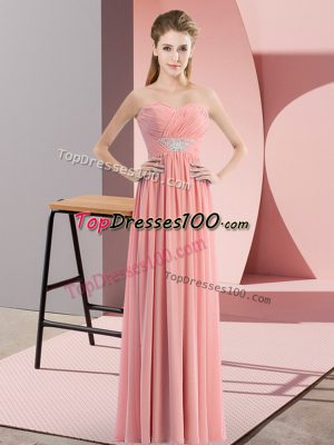 Ideal Floor Length Empire Sleeveless Watermelon Red Prom Party Dress Zipper