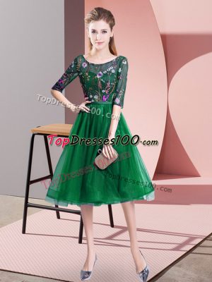 Spectacular Half Sleeves Embroidery Lace Up Vestidos de Damas