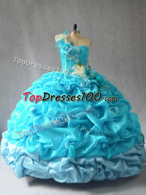Organza Sleeveless Floor Length Quinceanera Dresses and Pick Ups and Hand Made Flower