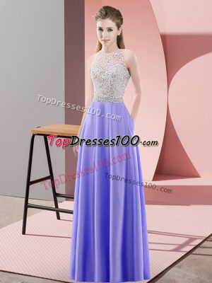 Lavender Prom Gown Prom and Party with Beading Scoop Sleeveless Backless