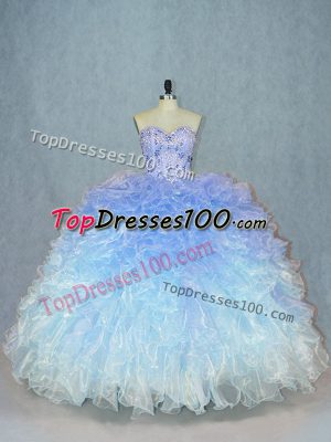 Best Selling Sleeveless Beading and Ruffles Lace Up Vestidos de Quinceanera with Multi-color