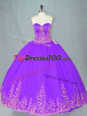 Romantic Ball Gowns Vestidos de Quinceanera Purple Sweetheart Tulle Sleeveless Floor Length Lace Up