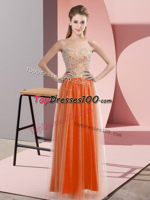 Fashion Sleeveless Lace Up Floor Length Beading Prom Gown