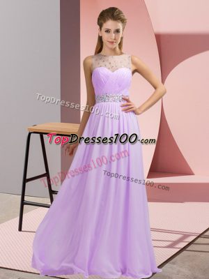 Lavender Prom Party Dress Prom and Party with Beading Scoop Sleeveless Backless