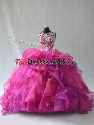 Modest Multi-color Sleeveless Organza Lace Up 15 Quinceanera Dress for Sweet 16 and Quinceanera