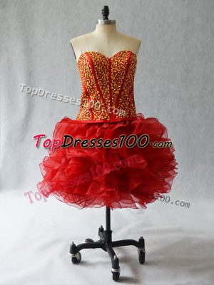 Excellent Organza Sleeveless Mini Length Pageant Dresses and Beading and Ruffles