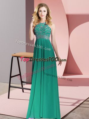 Beauteous Dark Green Prom Party Dress Prom and Party with Beading Scoop Sleeveless Backless