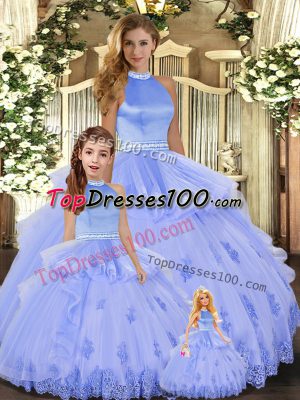 Fabulous Floor Length Ball Gowns Sleeveless Lavender Sweet 16 Dress Backless