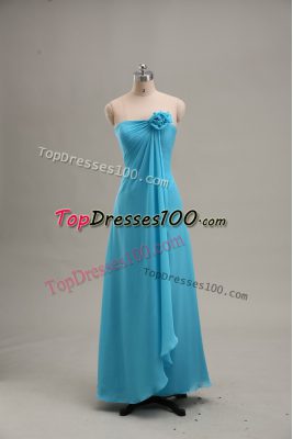 Lovely Hand Made Flower Prom Evening Gown Teal Zipper Sleeveless Floor Length