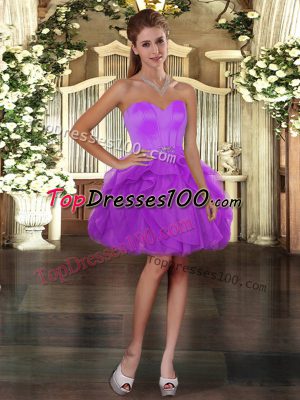 Ruffles Pageant Dress Purple Lace Up Sleeveless Mini Length