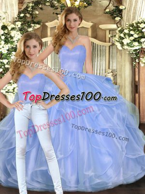 Flare Lavender Sweetheart Lace Up Ruffles Quinceanera Dress Sleeveless