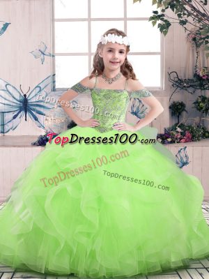 Off The Shoulder Sleeveless Lace Up Little Girls Pageant Dress Wholesale Tulle
