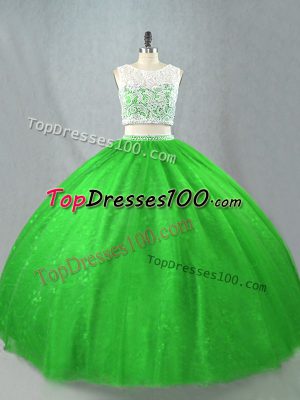 Unique Green Sleeveless Tulle Zipper Sweet 16 Dresses for Sweet 16 and Quinceanera