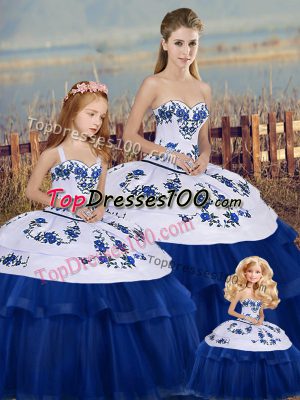 Low Price Sleeveless Lace Up Floor Length Embroidery and Bowknot Sweet 16 Quinceanera Dress