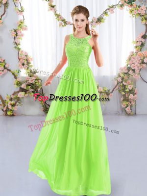 Fashion Yellow Green Dama Dress for Quinceanera Wedding Party with Lace Scoop Sleeveless Zipper