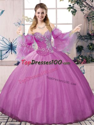 Elegant Sleeveless Lace Up Floor Length Beading 15th Birthday Dress