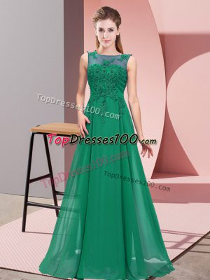 Dark Green Scoop Neckline Beading and Appliques Damas Dress Sleeveless Zipper