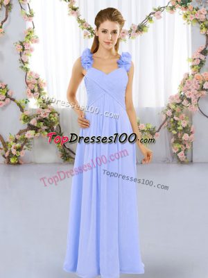 Lavender Sleeveless Hand Made Flower Floor Length Court Dresses for Sweet 16
