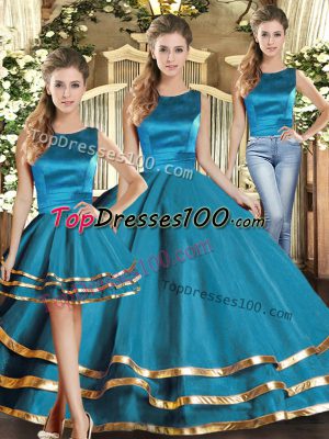 Hot Selling Sleeveless Ruffled Layers Lace Up Ball Gown Prom Dress