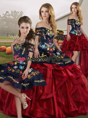Inexpensive Organza Sleeveless Floor Length Sweet 16 Dresses and Embroidery and Ruffles