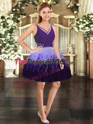 On Sale Tulle Sleeveless Mini Length Pageant Dress Womens and Ruffles