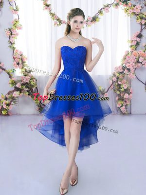 Dazzling Tulle Sweetheart Sleeveless Lace Up Lace Quinceanera Court Dresses in Royal Blue