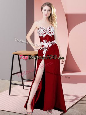 Elegant Red Sleeveless Chiffon Zipper Dress for Prom for Prom and Party and Military Ball