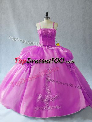 Lilac Lace Up Quinceanera Dresses Appliques Sleeveless Floor Length
