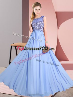 Lavender Sleeveless Beading and Appliques Floor Length Court Dresses for Sweet 16