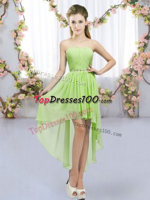 Luxurious Yellow Green Bridesmaid Dress Wedding Party with Beading Sweetheart Sleeveless Lace Up