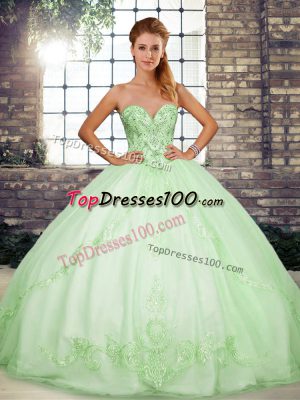 Pretty Sleeveless Lace Up Floor Length Beading and Embroidery Quinceanera Dresses