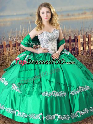 Top Selling Turquoise Sleeveless Beading and Embroidery Floor Length Quince Ball Gowns