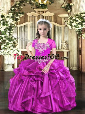 High End Sleeveless Beading and Ruffles Lace Up Little Girls Pageant Dress Wholesale
