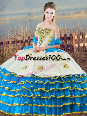 Best Selling Sweetheart Sleeveless Organza Quinceanera Dress Beading and Ruffled Layers Lace Up