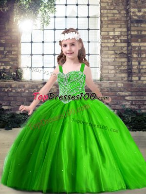 Adorable Little Girl Pageant Gowns Military Ball and Sweet 16 and Wedding Party with Beading Straps Sleeveless Lace Up