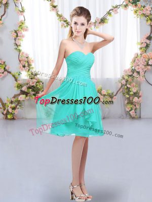 Perfect Sweetheart Sleeveless Chiffon Court Dresses for Sweet 16 Ruffles and Ruching Lace Up