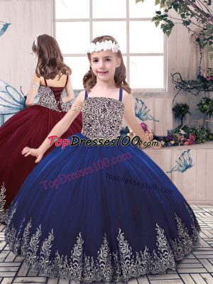 Fancy Sleeveless Beading and Embroidery Lace Up Child Pageant Dress