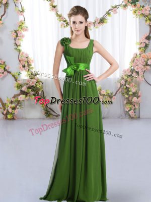Pretty Floor Length Green Bridesmaid Dresses Straps Sleeveless Zipper