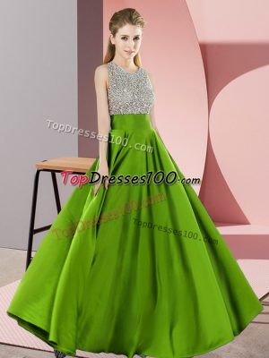 Best Selling Empire Beading Backless Elastic Woven Satin Sleeveless Floor Length