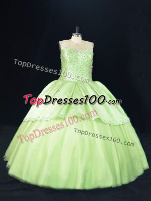 Artistic Yellow Green Sleeveless Tulle Lace Up Sweet 16 Dress for Sweet 16 and Quinceanera
