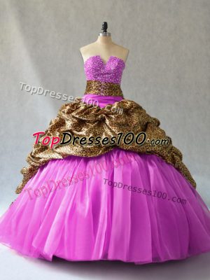 Ball Gowns Sleeveless Lilac Quinceanera Dresses Brush Train Lace Up