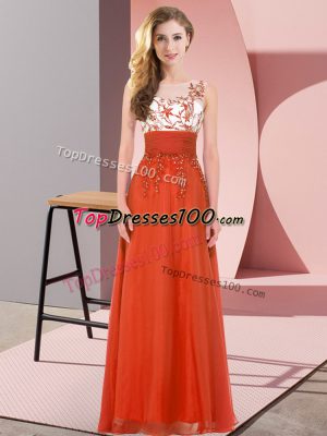 Scoop Sleeveless Chiffon Quinceanera Court Dresses Appliques Backless