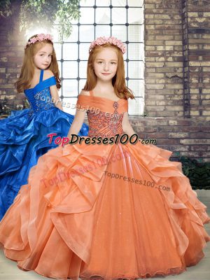 Low Price Sleeveless Beading and Ruffles Lace Up Little Girl Pageant Dress