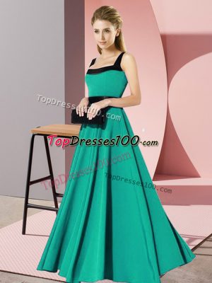High Quality Turquoise Quinceanera Dama Dress Wedding Party with Belt Square Sleeveless Zipper