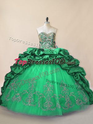 Spectacular Sweetheart Sleeveless Tulle Quince Ball Gowns Beading and Pick Ups Brush Train Lace Up