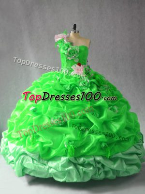 Top Selling Floor Length Lace Up Sweet 16 Dresses for Sweet 16 and Quinceanera with Pick Ups and Hand Made Flower