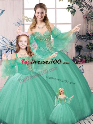 Beading and Ruching Sweet 16 Quinceanera Dress Green Lace Up Long Sleeves Floor Length
